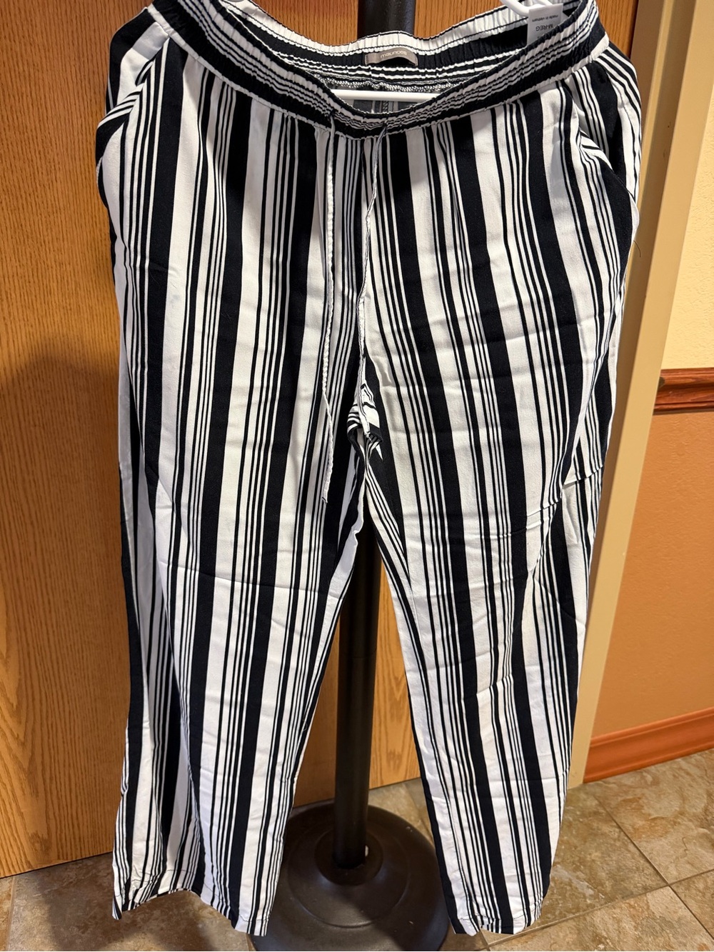 Maurices Black and White Vertical Stripe Wide-Leg Pants